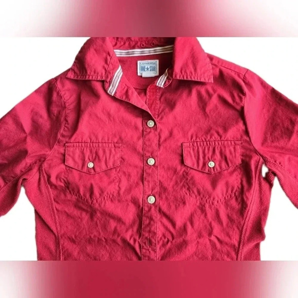 Converse One Star, Size XS, Red Long Sleeve Button-Down Shirt - Picture 3 of 11